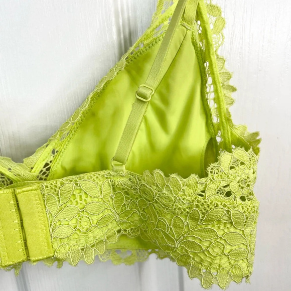 Etam Women's Green Lace Bralette 36B Wireless Adjustable Straps Celery Juice - Picture 8 of 10